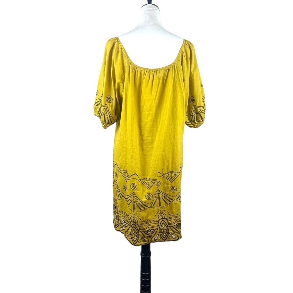 Michael Kors Mustard Yellow Embroidered Boho Tunic‎ Dress M - Picture 3 of 12